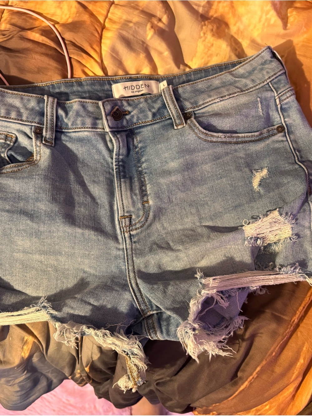 Classic Light Blue Distressed Denim Shorts for Women